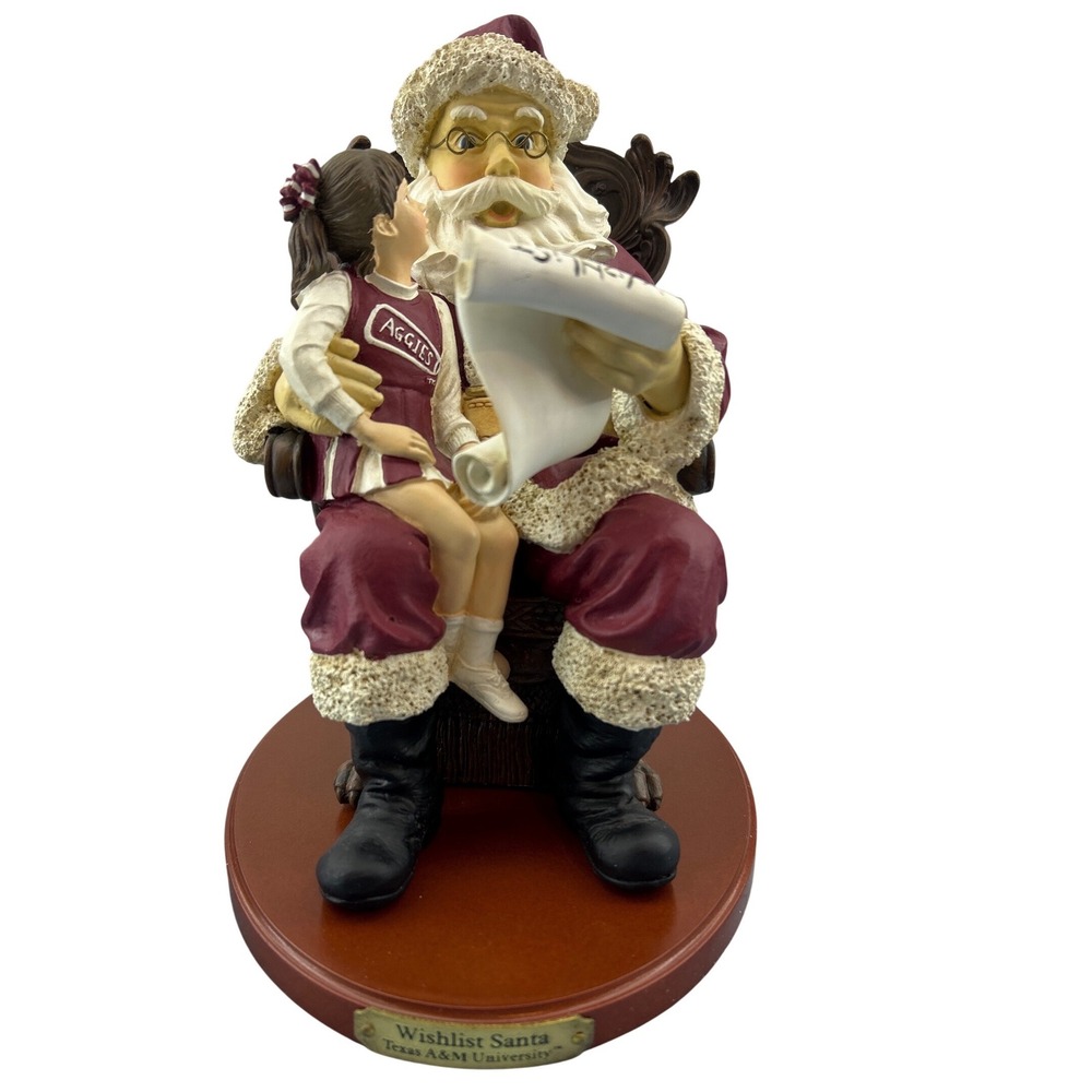 Texas A&M Wishlist Santa Figurine Collegiate Collectables Limited Series 2000